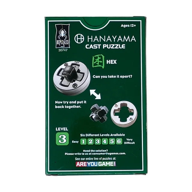 Hanayama Level 3 Cast Metal Hex Puzzle - A Challenging Brainteaser