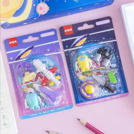 Japanese Handmade Space Combat Mini Puzzle Eraser Blister Cards