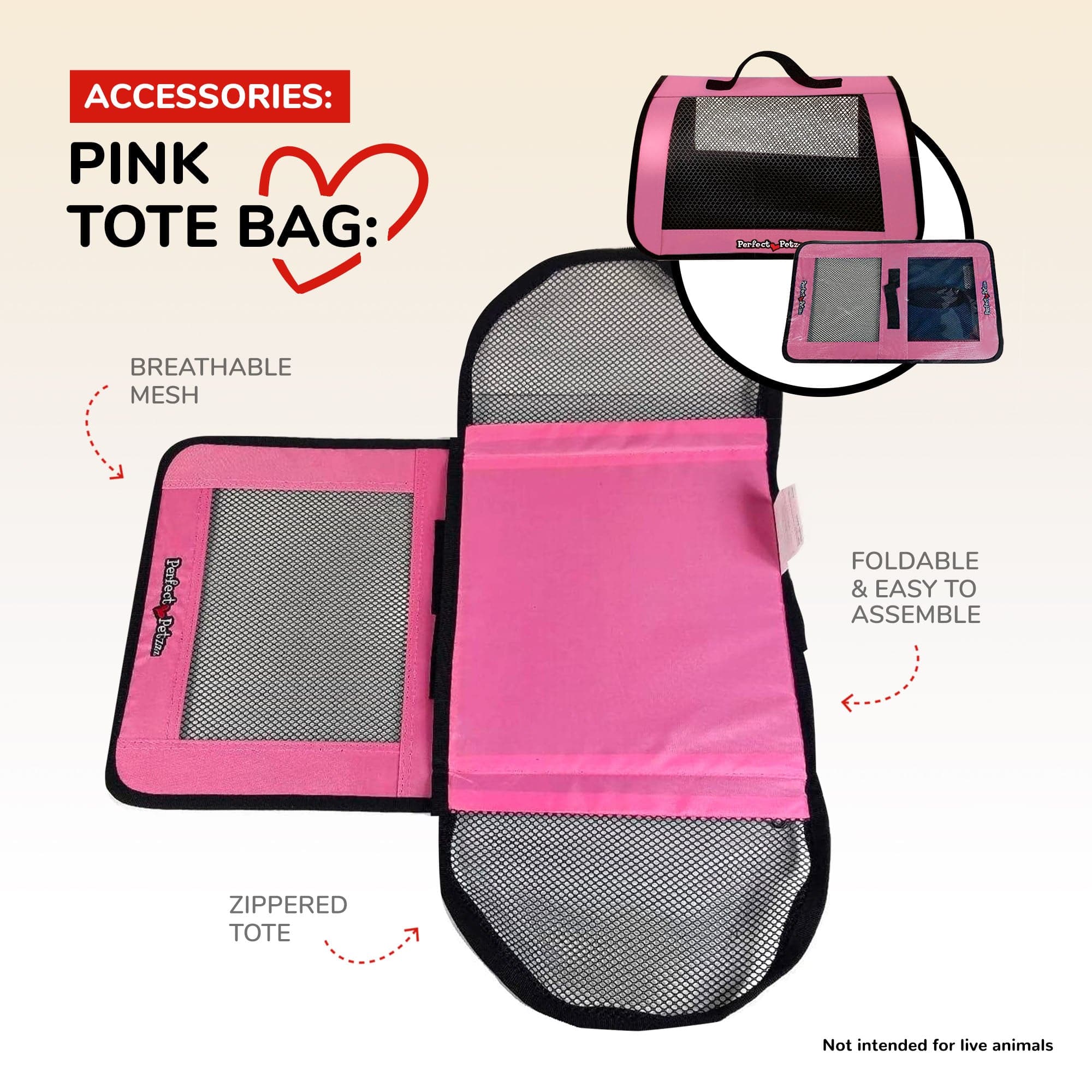 High - Quality Perfect Petzzz Travel Accessories - Stylish Pink Tote Bag