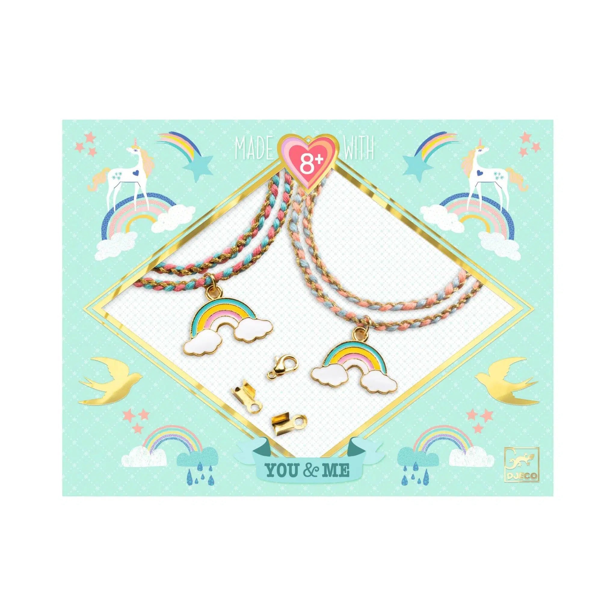 Rainbow Kumihimo Beads and Jewelry Set for Crafting Charm Bracelets