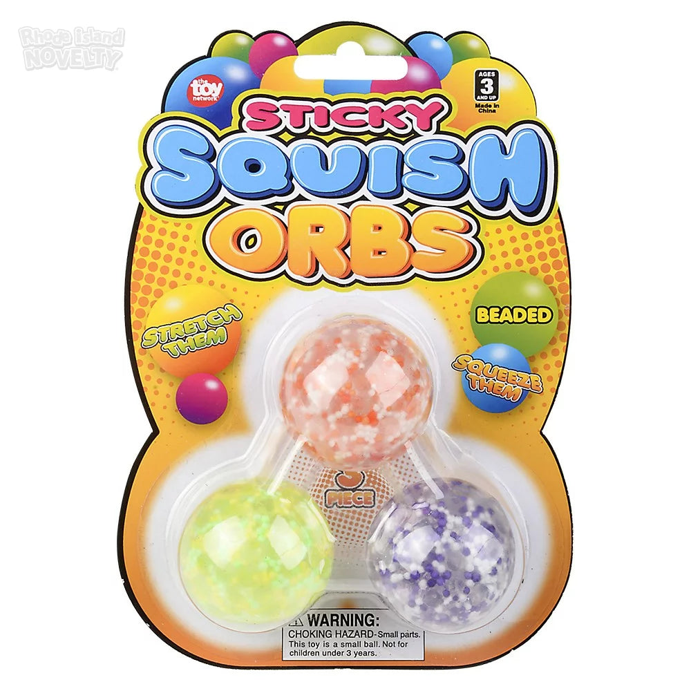 3-Pack of 1.6-Inch Squishy and Sticky Beaded Orbs