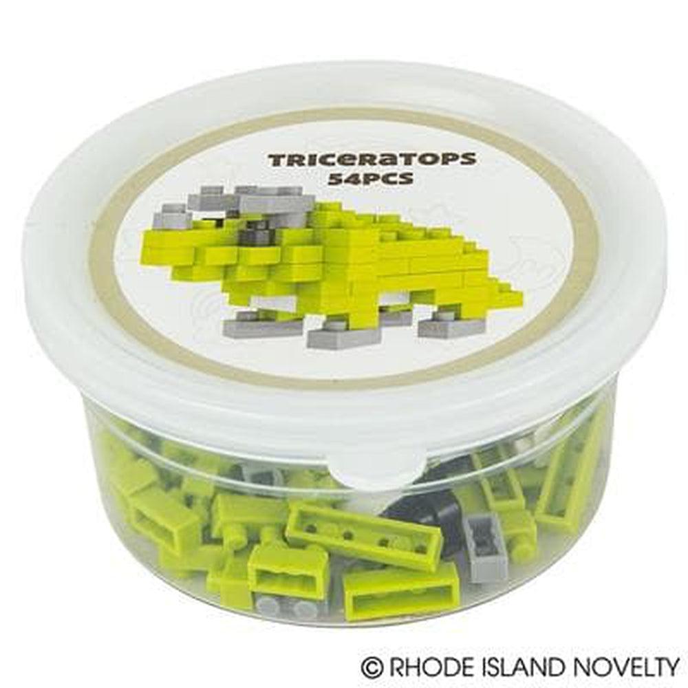 54-Piece Mini Building Blocks for Creating a Stand - up Triceratops