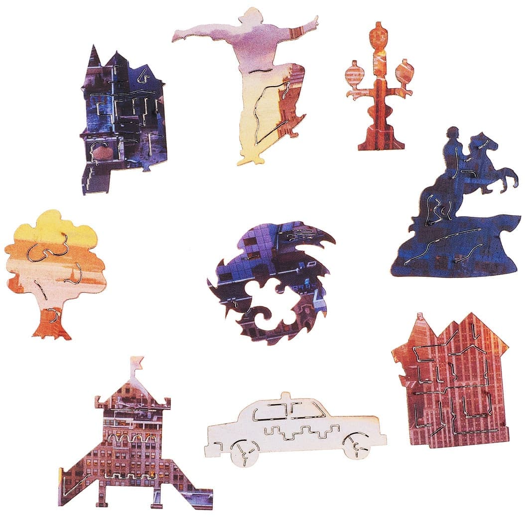 Morning Scene of New York Wooden Jigsaw Puzzle with Different Sizes