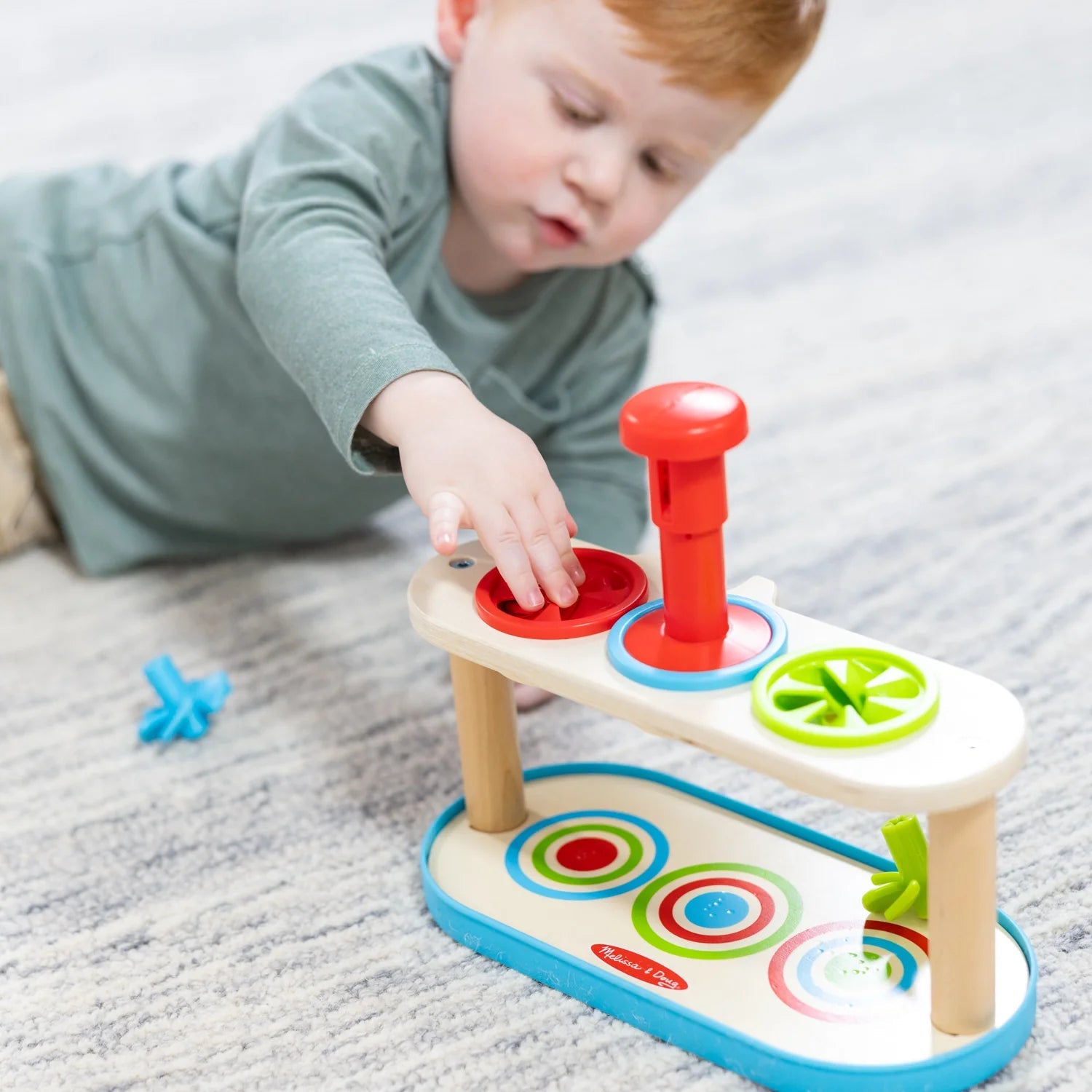 Melissa & Doug Colorful Match & Push Spinning Tops for Preschoolers