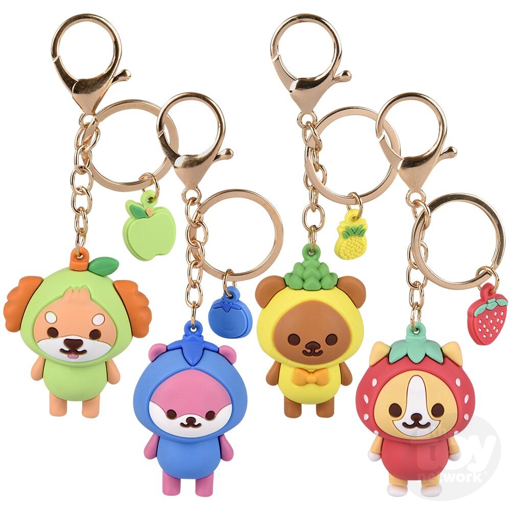Two Adorable Kawaii Fruit - Shaped Animal Keychain Clip - On Accessories