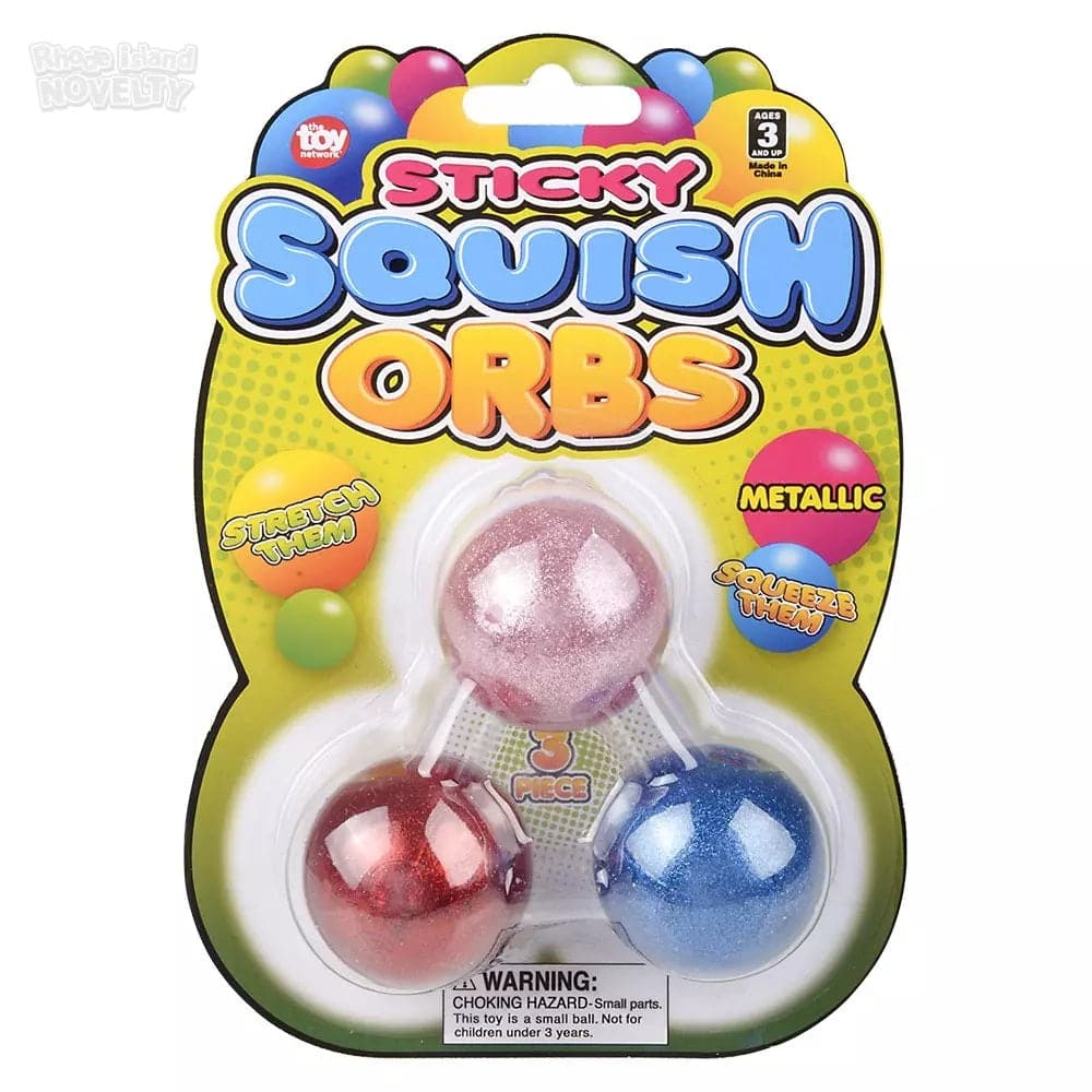 Pack of Three 1.6-Inch Squishy and Sticky Metallic Spheres