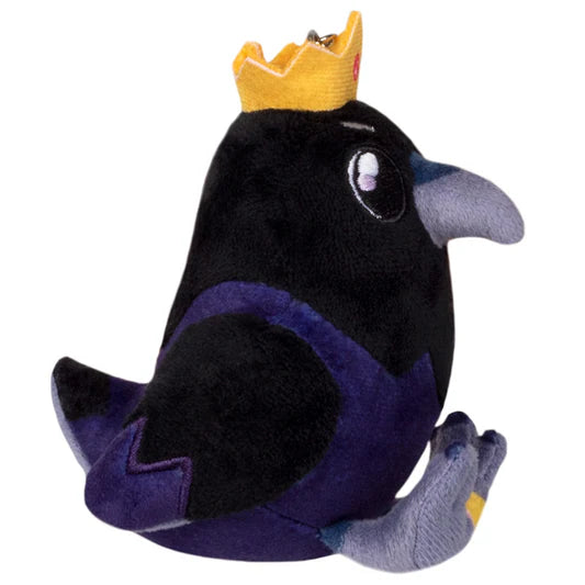 Adorable Micro King Raven Squishables with Gold Crown and Keychain Clip