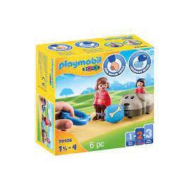 PLAYMOBIL 1.2.3 Dog Toy with Train Car for Toddlers