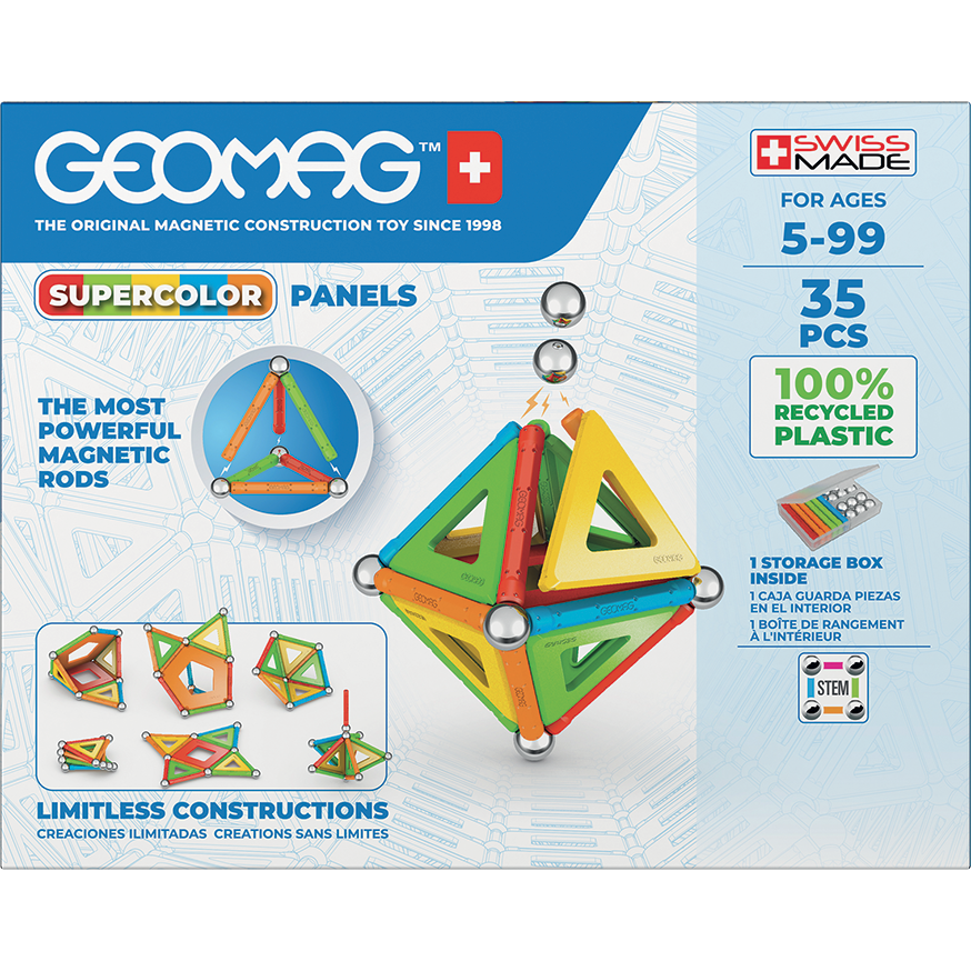 Geomag Supercolor 35-Piece Recycled Building Panels Set
