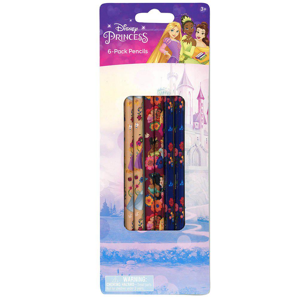 6-Pack Princess Pencils in Blister Card - Ideal for Royal Writing
