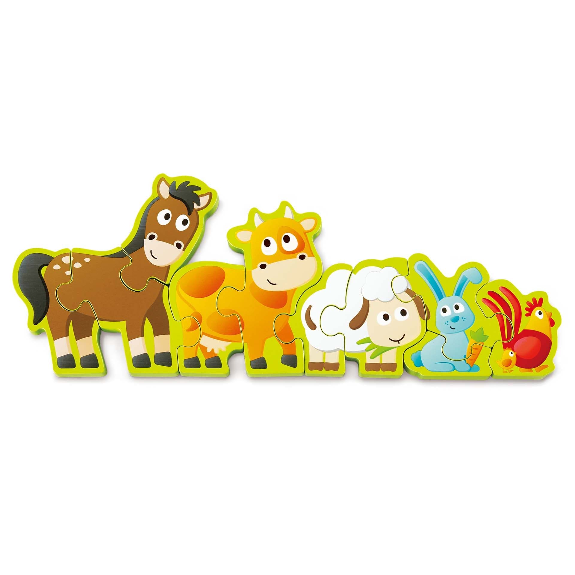 Exquisitely Crafted 10 - Piece Wooden Puzzle: Farm Animals and Numbers 1 - 10
