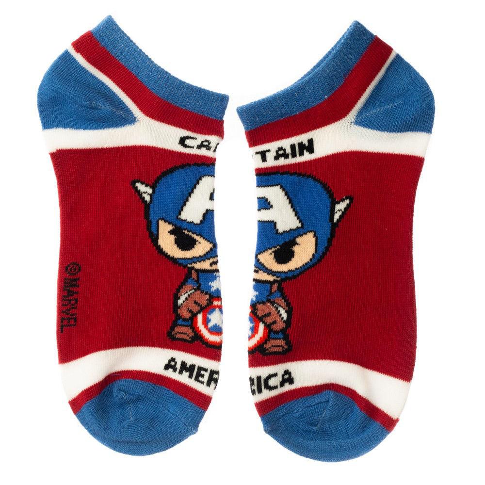 Marvel Chibi Avengers Themed Poly - Spandex Blended Ankle Socks Set of 5 Pairs