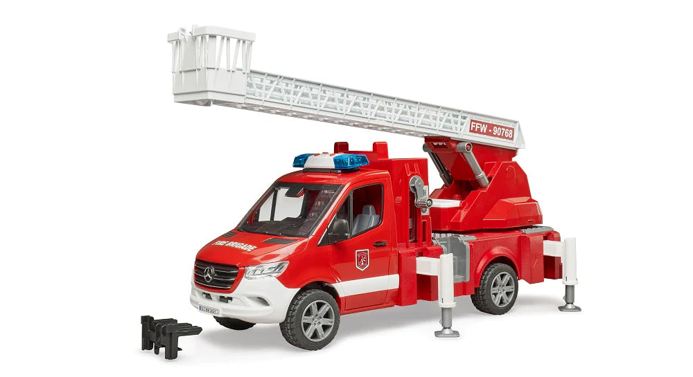Mercedes-Benz Sprinter Fire Engine Model with Extendable Ladder, Water Pump, and Light & Sound Module