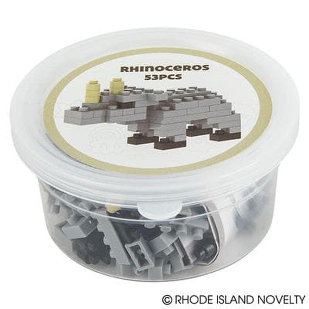 53-Piece Mini Building Blocks Set to Create a Stand-Up Rhinoceros