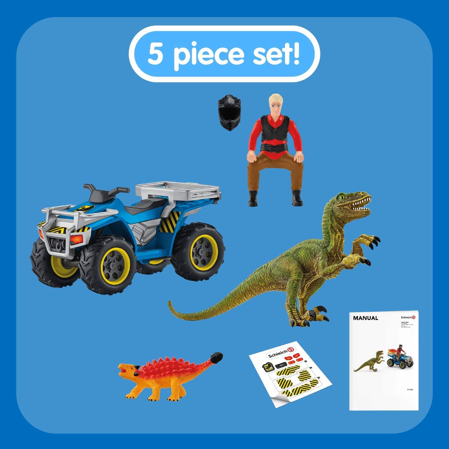 Schleich's Realistic Quad Escape Set from Velociraptor for Kids
