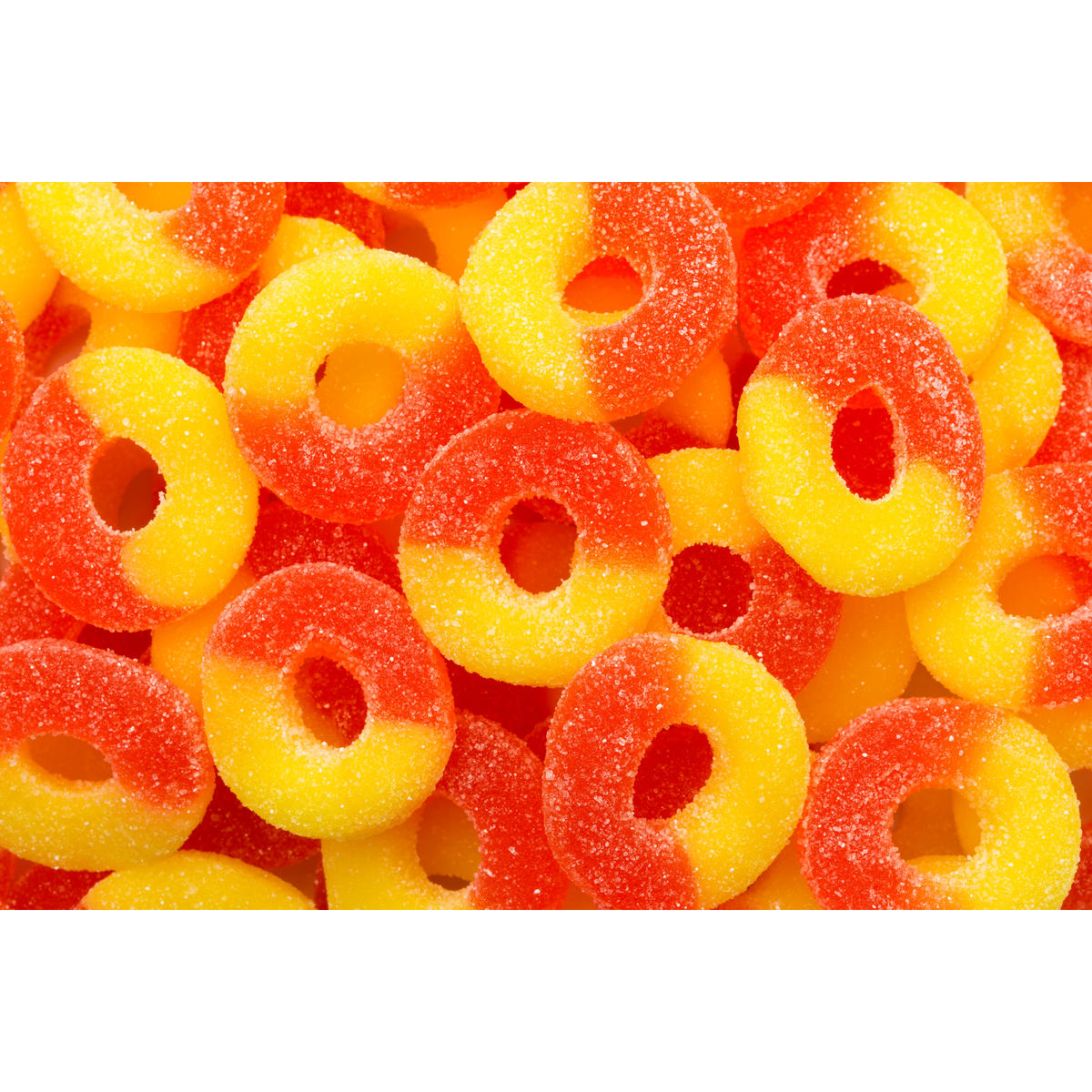 7 oz. Peg Bag of Gummy Peach Flavored Rings - Delicious Gummy Candy