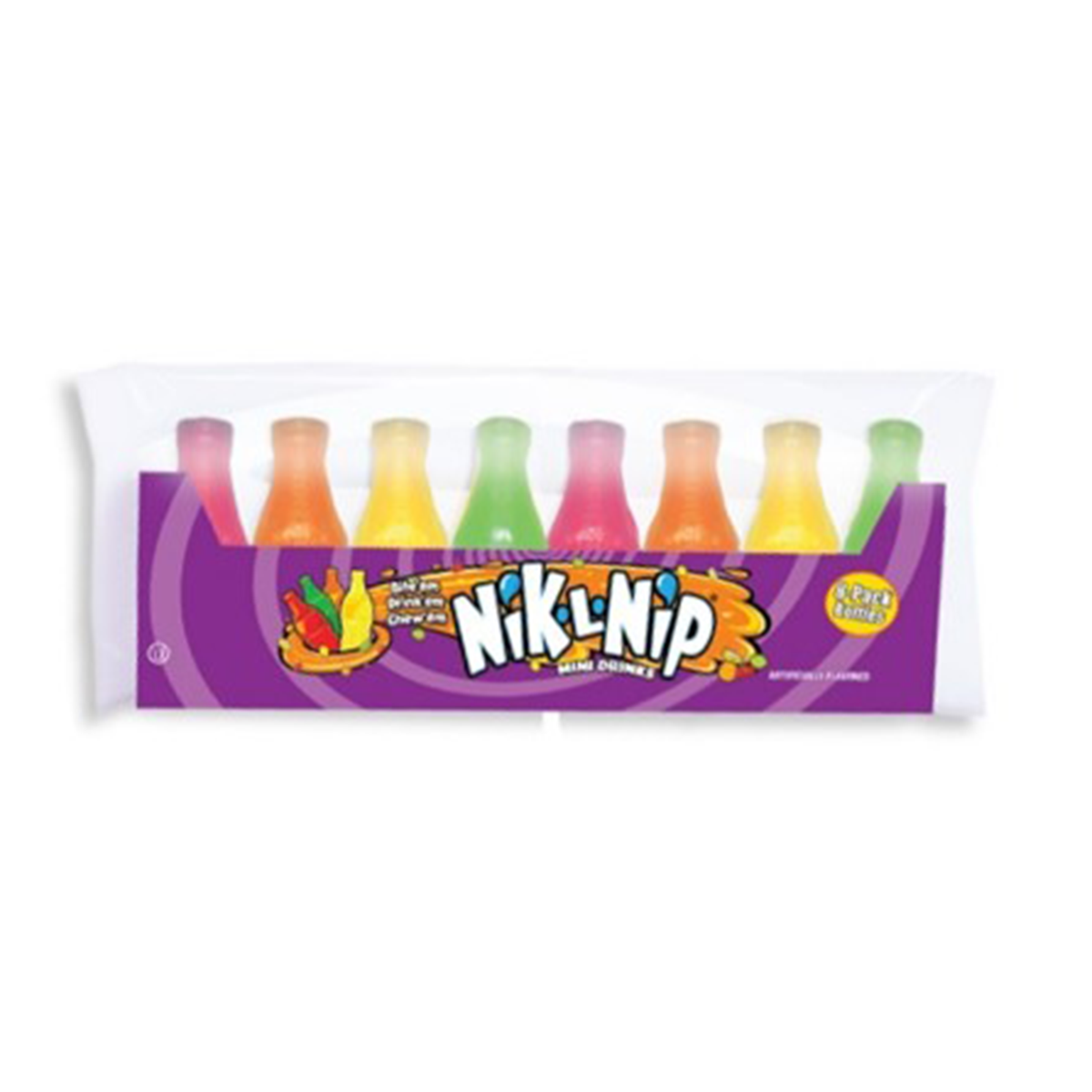 8-Pack Nik-L-Nip Classic Wax Bottles with Original Fruit Flavors