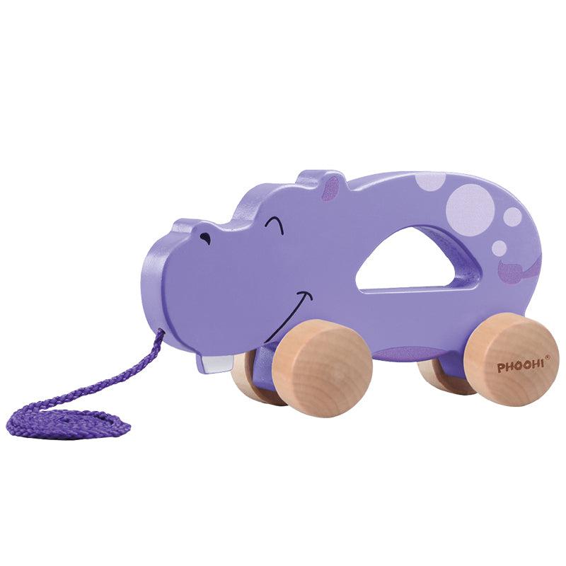 Pull-Along Wooden Hippo Toy for Kids