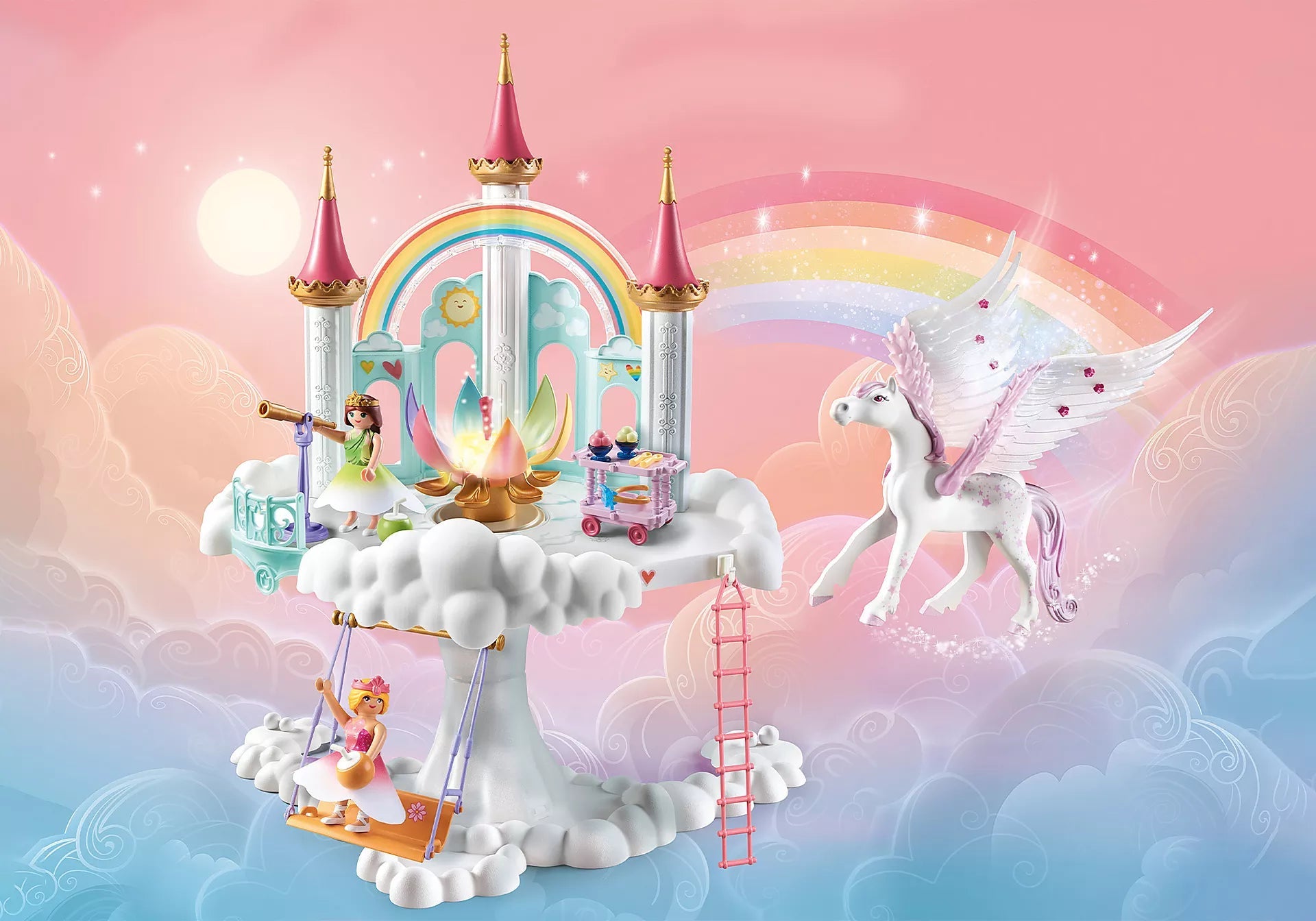 PLAYMOBIL Princess Magic Toy - Rainbow Castle in the Fluffy Clouds