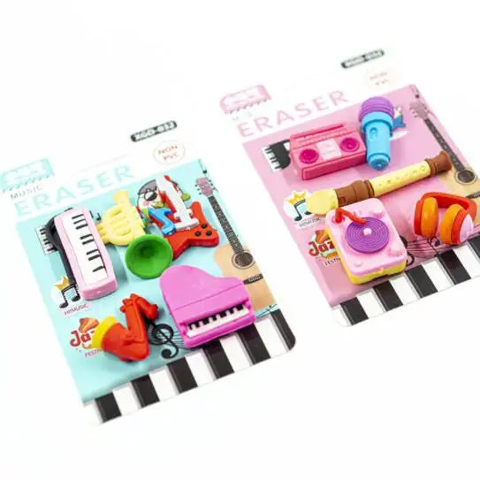 Mini Music Themed Erasers Card - Ideal for Collectors and Play