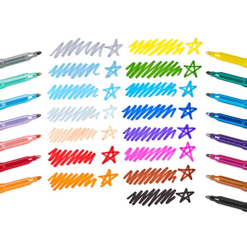 Set of 15 Rainbow Sparkling Glitter Coloring Markers for Creative Drawing