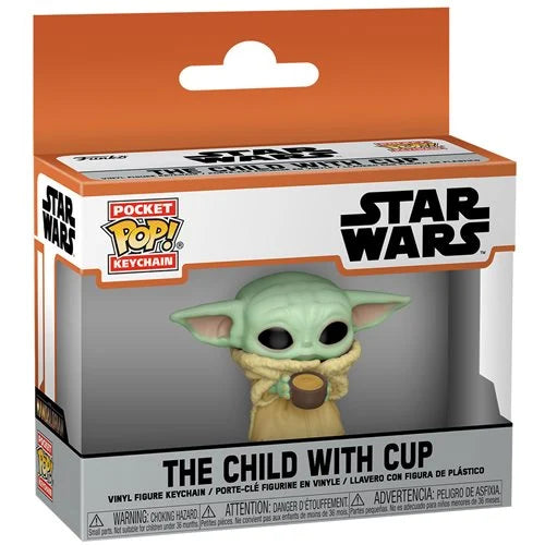 Star Wars: The Mandalorian Collectible - Adorable The Child with Cup Funko Pocket Pop! Key Chain for Fans