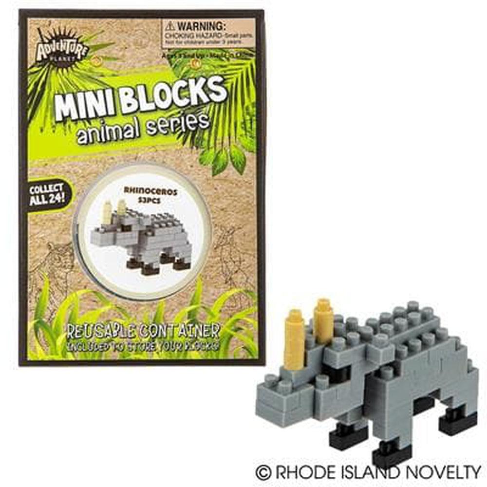53-Piece Mini Building Blocks Set to Create a Stand-Up Rhinoceros