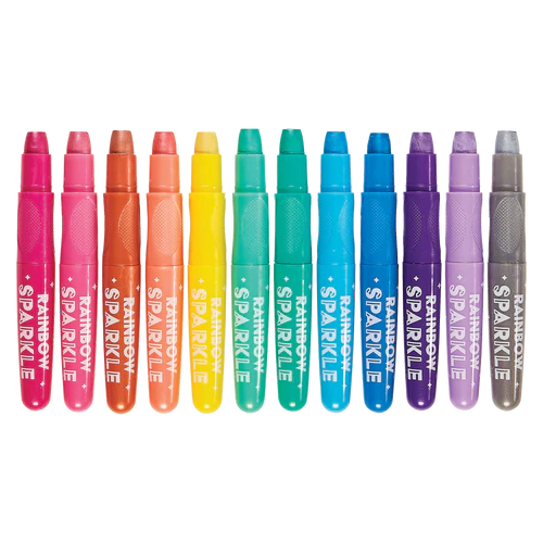 12-Piece Set of Rainbow Sparkling Metallic Washable Watercolor Gel Crayons
