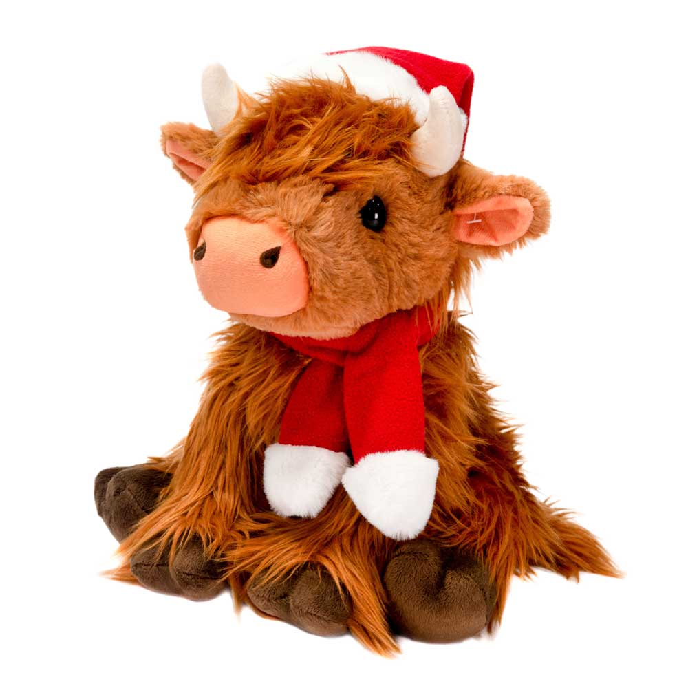 11-Inch Sitting Highland Cow Plush Toy for Holiday Season