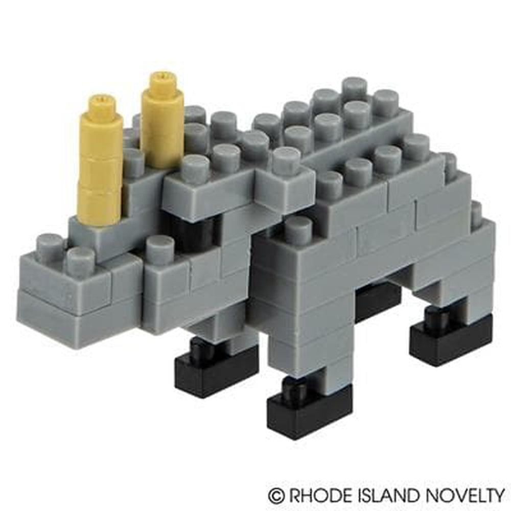 53-Piece Mini Building Blocks Set to Create a Stand-Up Rhinoceros