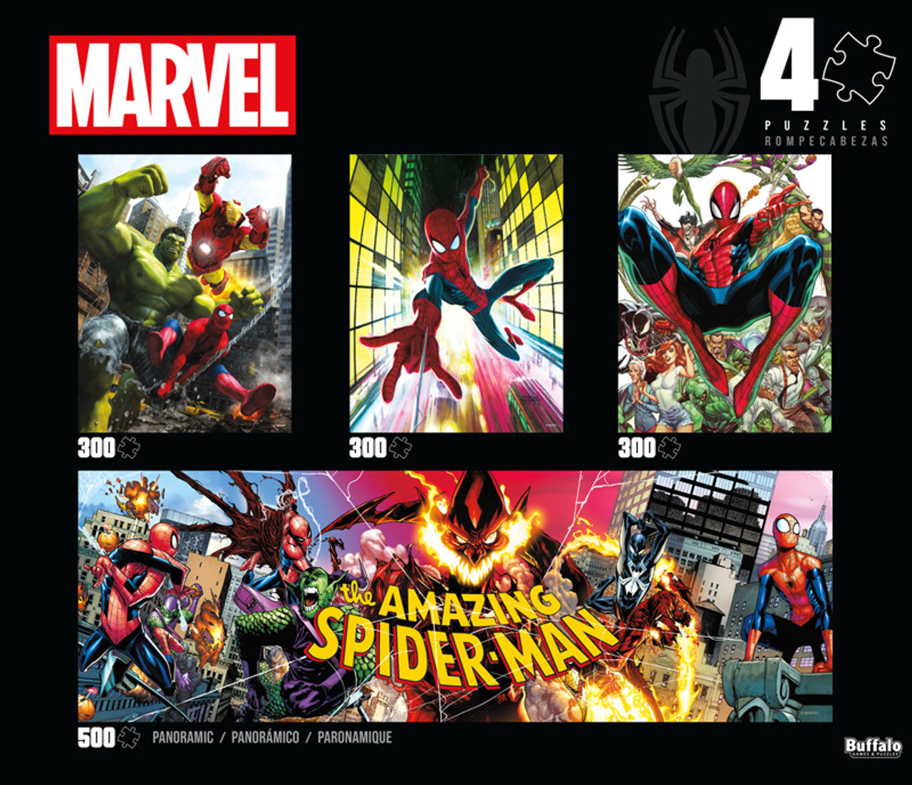 Marvel Spider-Man 4-in-1 Puzzle Pack: 300 & 500 Piece Jigsaws