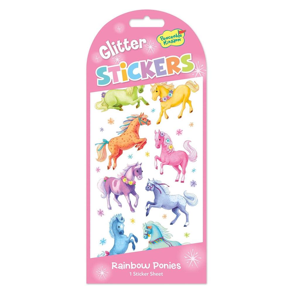 Sparkling Rainbow Pony Glitter Sticker Pack for Kids