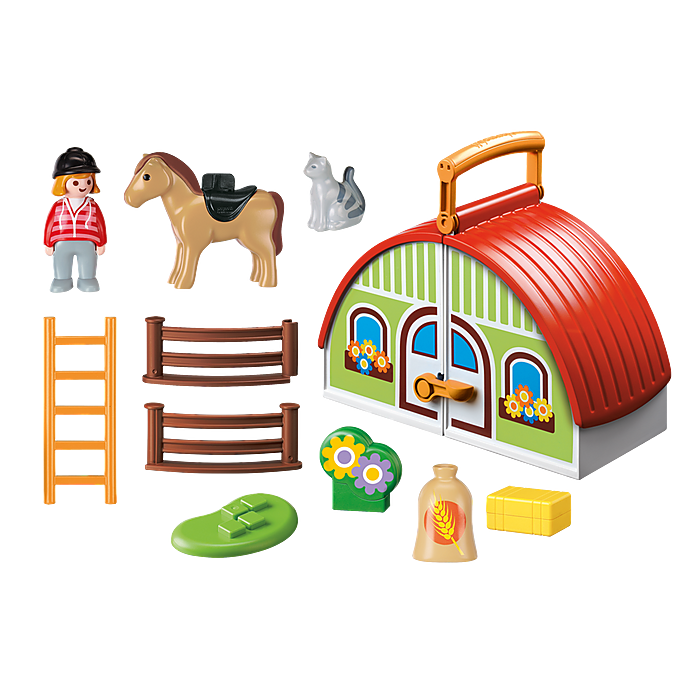 PLAYMOBIL®-1.2.3 My Portable Take - Along Barn for Kids