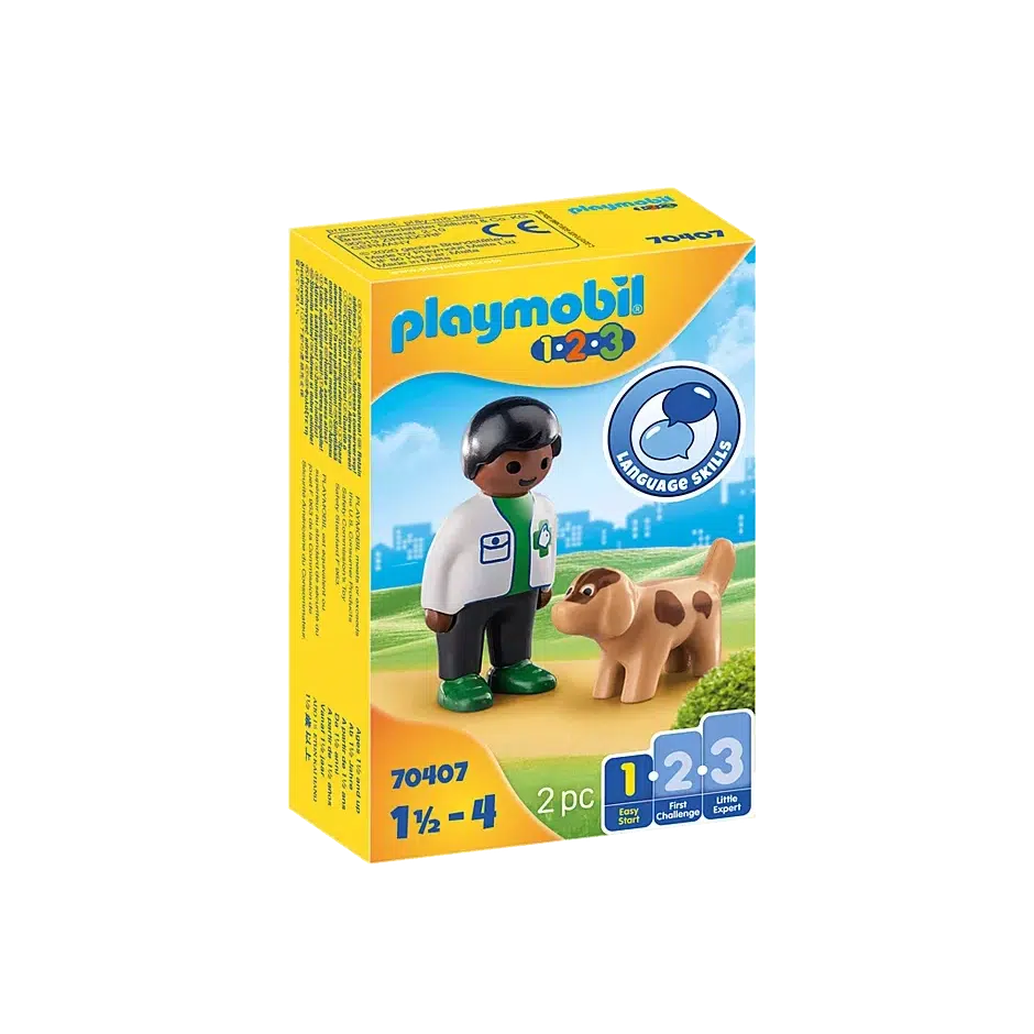 PLAYMOBIL 1.2.3 Vet Set with Dog Toy