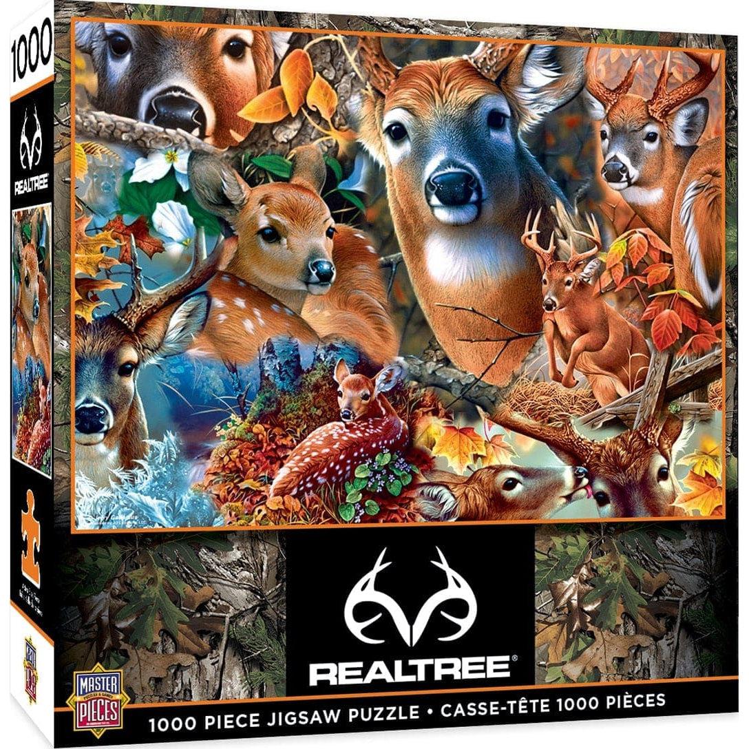 Realtree 1000 Piece Jigsaw Puzzle - A Stunning Collage of Forest Beauties: Whitetail Deer