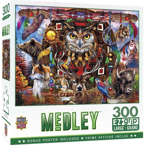 300 Piece Easy - Grip Puzzle: Medley Collection of Animal Totems for Puzzle Enthusiasts