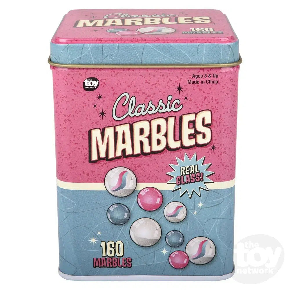 160-Piece Real Glass Marble Collection Packaged in a Tin Box
