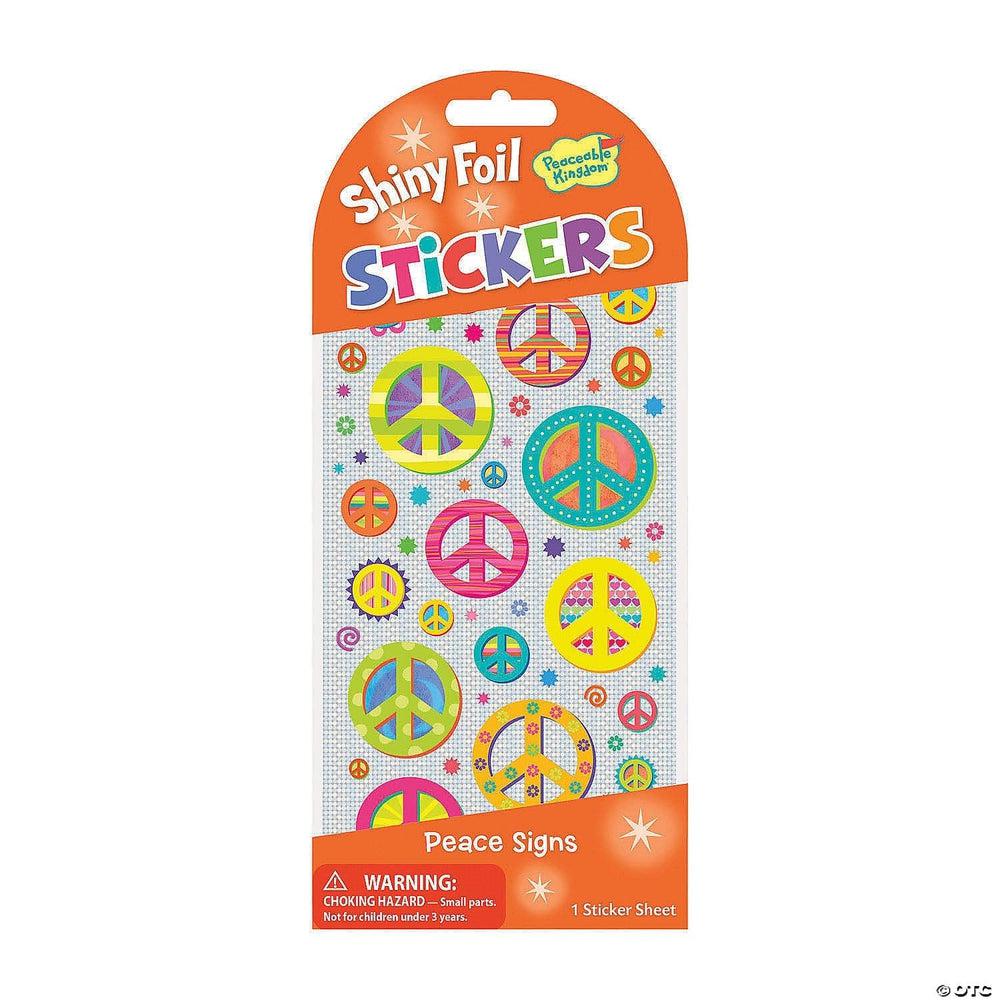 Pack of Shiny Peace Sign Foil Stickers for Decoration