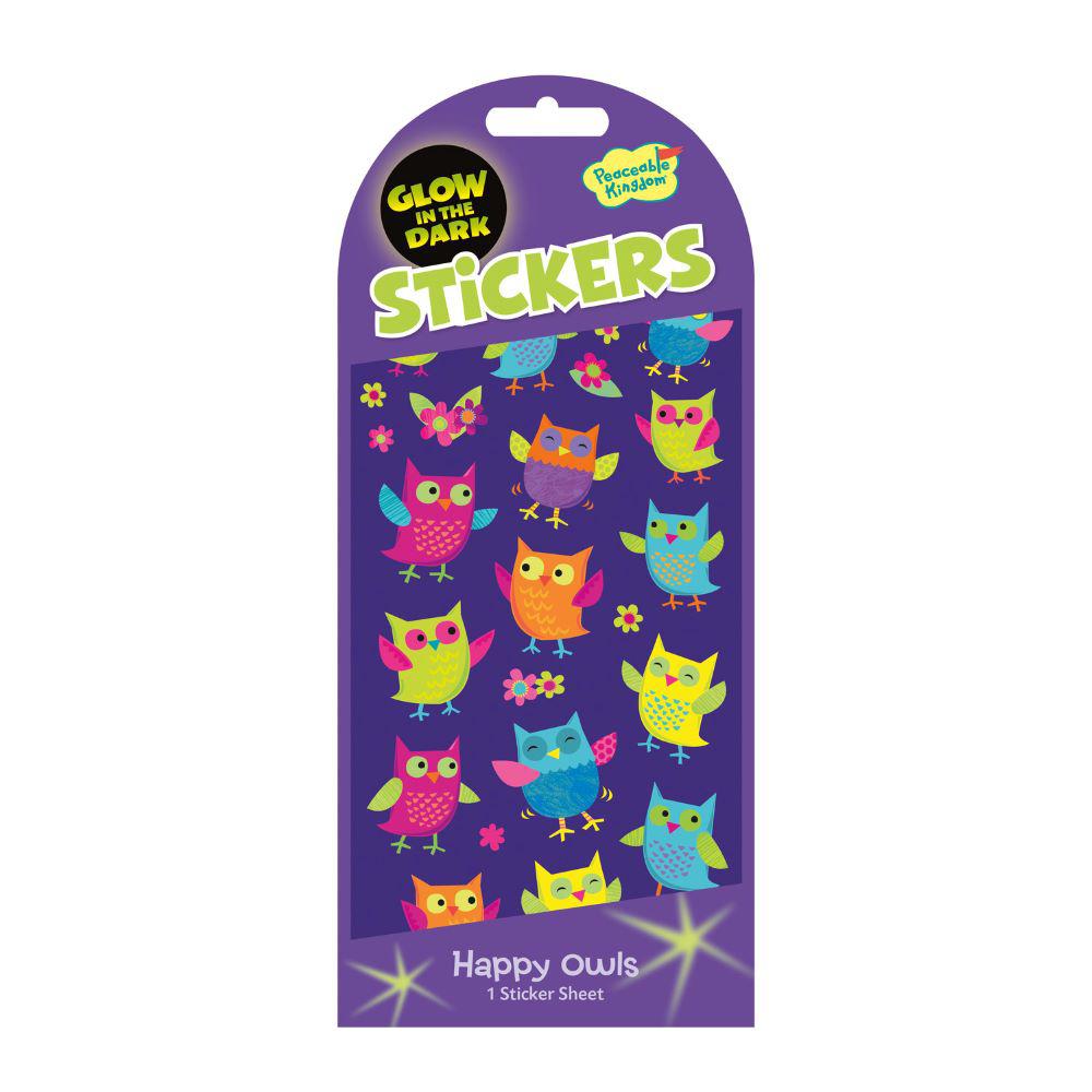 Sparkling Glow - in - the - Dark Happy Owl Sticker Packs for All Ages
