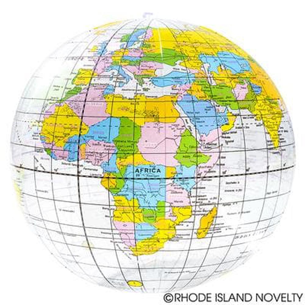 16-Inch Clear Inflatable Globe for Themed Parties and Classrooms