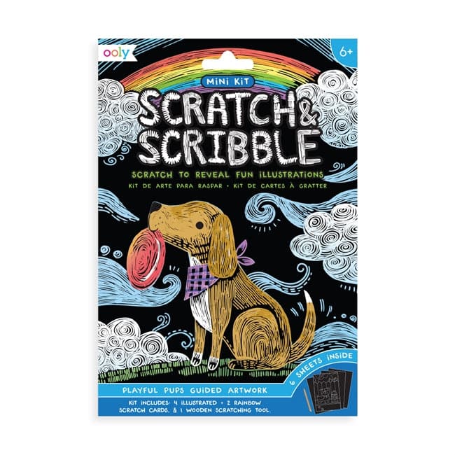 Mini Playful Pups Themed Scratch and Scribble Art Craft Kit for Kids