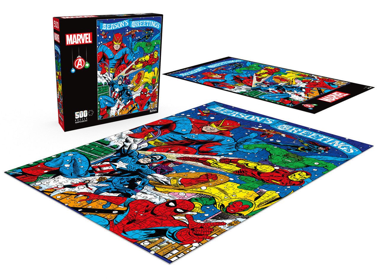 Marvel Avengers Season's Greetings 500-Piece Jigsaw Puzzle for Holiday Fun