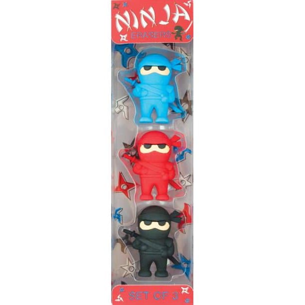 Cool Set of Three Ninja-Shaped Erasers