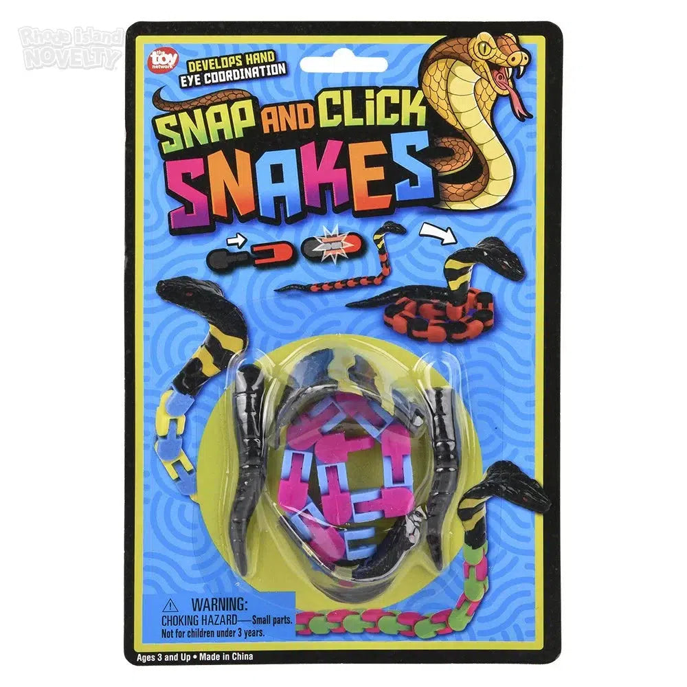 12-Piece Assorted Colors Snap & Click Snake Toys