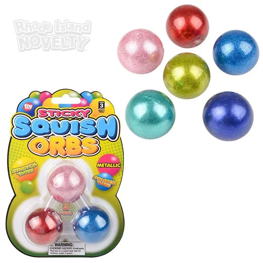 Pack of Three 1.6-Inch Squishy and Sticky Metallic Spheres