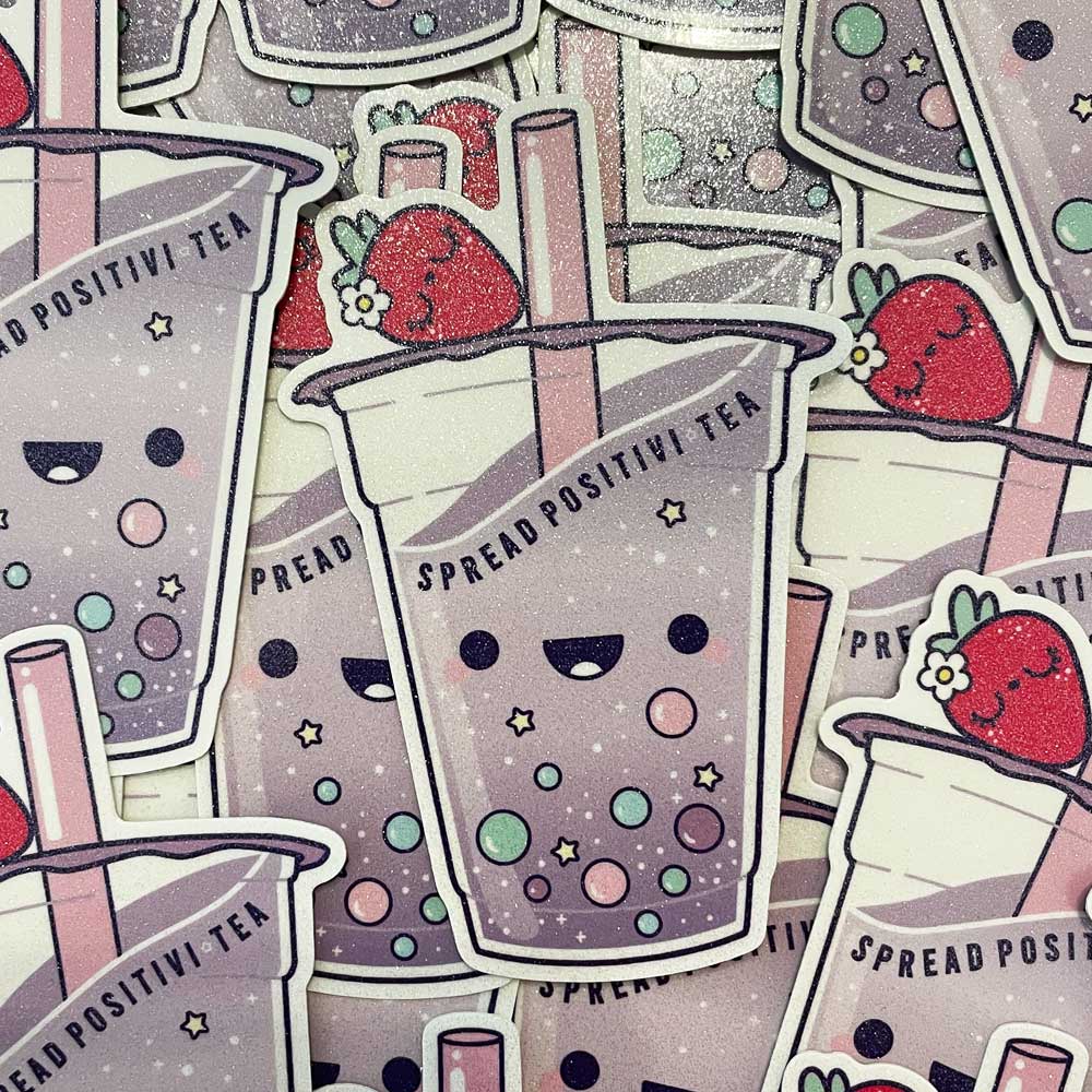 Idako's 4-Inch Glitter Sticker for Spreading Positivity