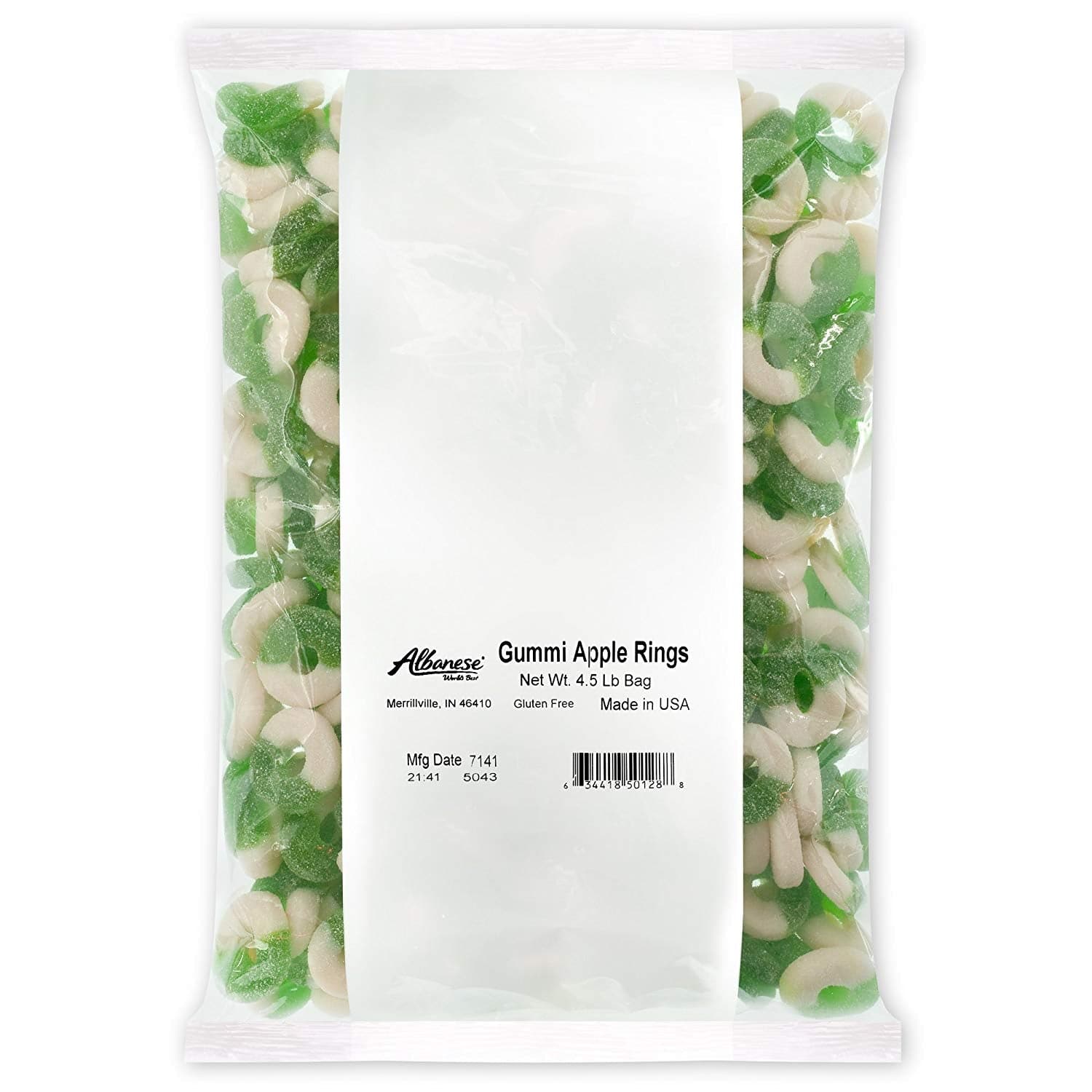 4.5 lb. Bag of Delicious Green Gummi Apple Rings