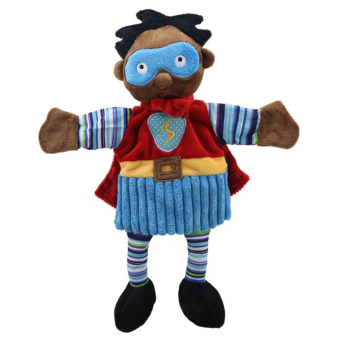 Storytelling Super Hero Puppet with Blue Mask for Imaginative Play