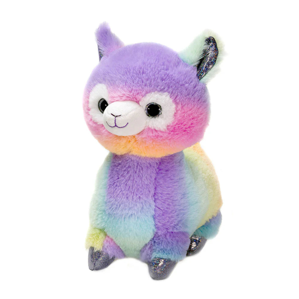 10.5-Inch Rainbow Sherbet Colored Standing Llama Plush Toy