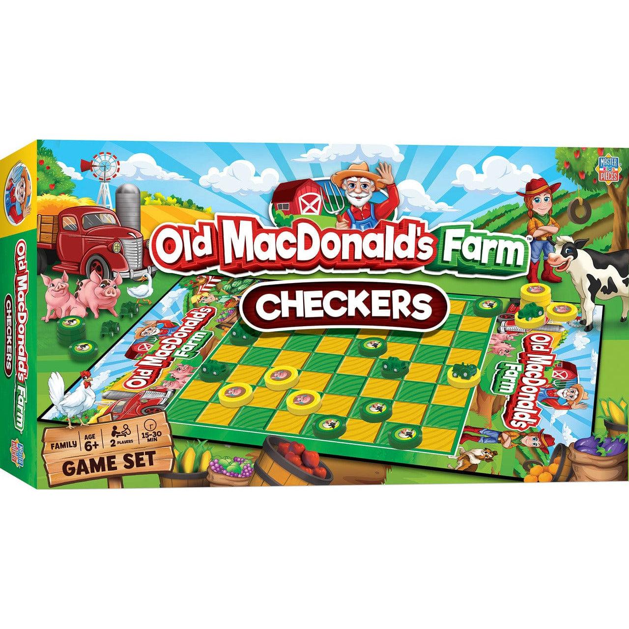 Old MacDonald's Farm Themed Checkers Board Game for 2 Players Aged 6+